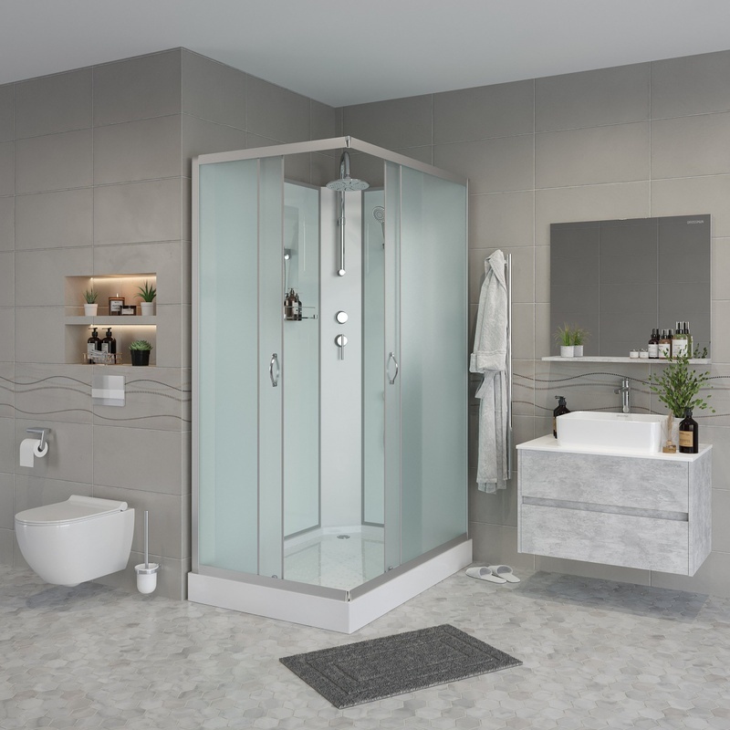 Душ.кабина Niagara NG-43975-14QBKT (900х700х2100) низкий поддон(13см) стекло МАТОВОЕ 3 места - артикул K0000106252