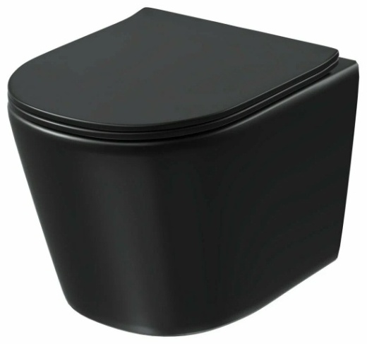 Унитаз подвесной GR-4477BMSQ (485*360*330) безободковый СМЫВ ТОРНАДО БЕСШУМНЫЙ ЧЕРНЫЙ МАТОВЫЙ - артикул K0000104973