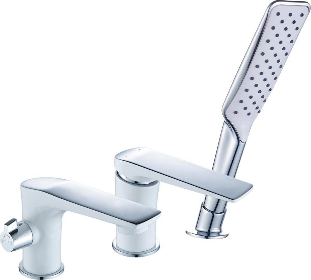 LM5945CW "Аллегро" Смеситель для ванны встраиваемый, на 3 отверстия, с аксесс., хром/белый (к/к 4) - артикул K0000019737