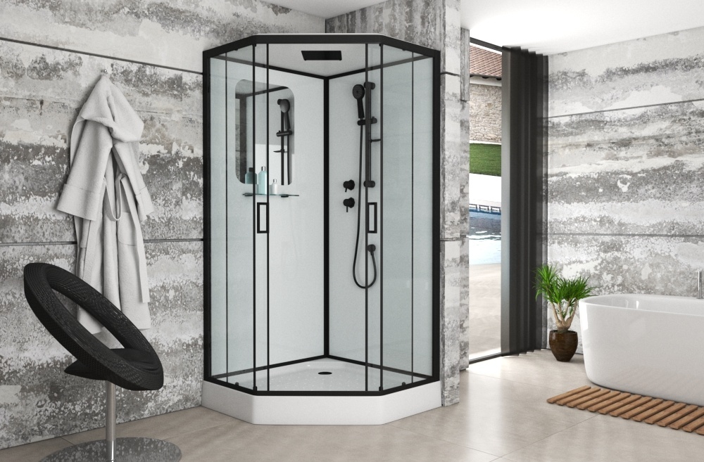 Душ.кабина Niagara NG-6901-01D BLACK (900х900х2200) низкий поддон (16 см), стекло ТОНИРОВАННОЕ, 4 места - артикул K0000012996