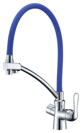 LM3070C-Blue "Комфорт" Смеситель для кухни, с гибким изливом,  с подключением к фильтру питьевой вод - артикул K0000045422