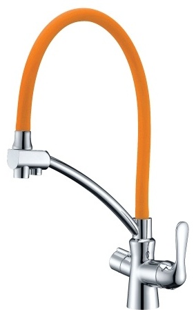 LM3070C-Orange "Комфорт" Смеситель для кухни, с гибким изливом,  с подключением к фильтру питьевой в - артикул K0000045423