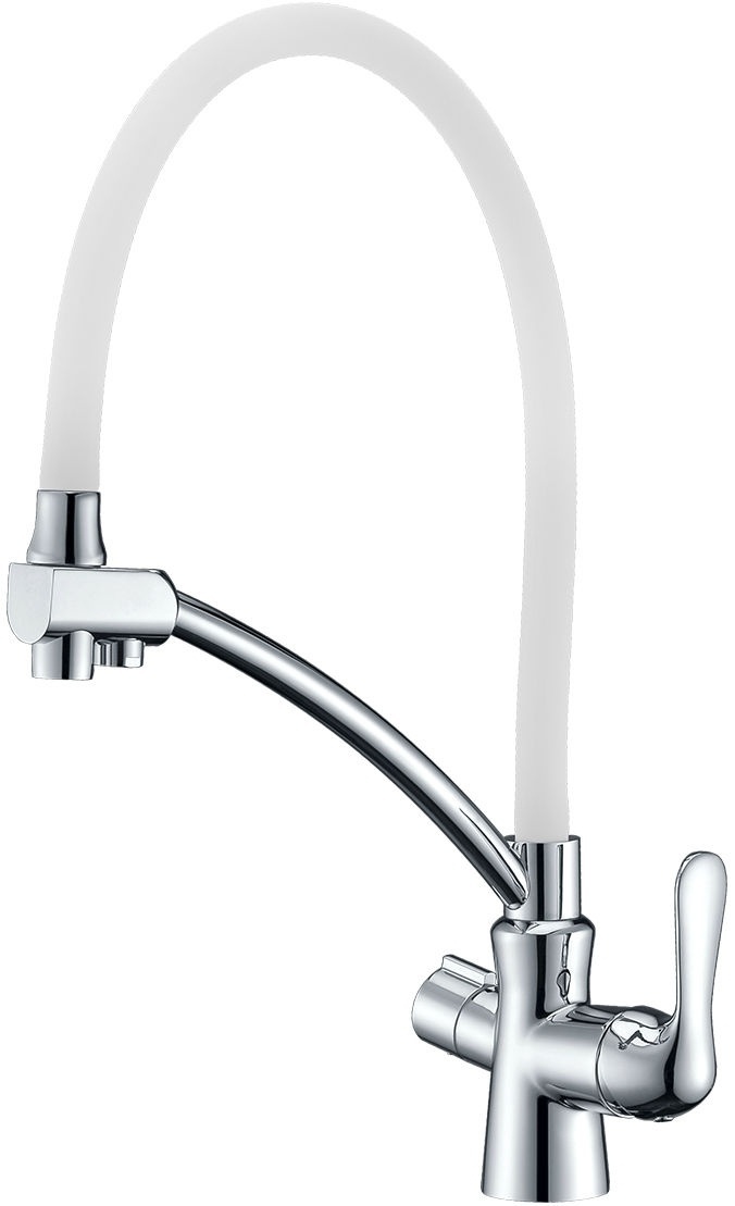 LM3070C-White "Комфорт" Смеситель для кухни, с гибким изливом,  с подключением к фильтру питьевой в - артикул K0000045425