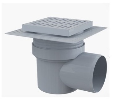 APV10 - Сливной трап 150*150/110 с боковой подводкой пластмассовый, белый - артикул K0000038862