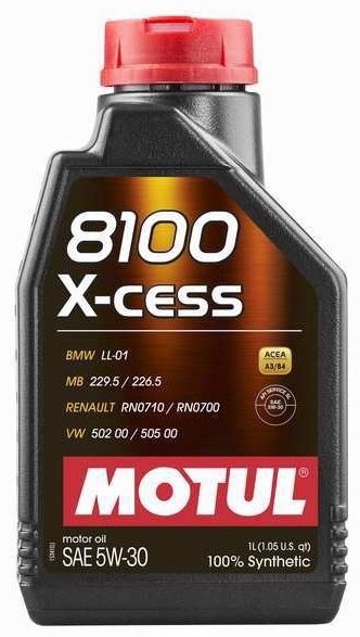 5W30 Motul 8100 X-Cess (A3/B4, SL/CF) 1L синтет. моторное масло - артикул K0000090401