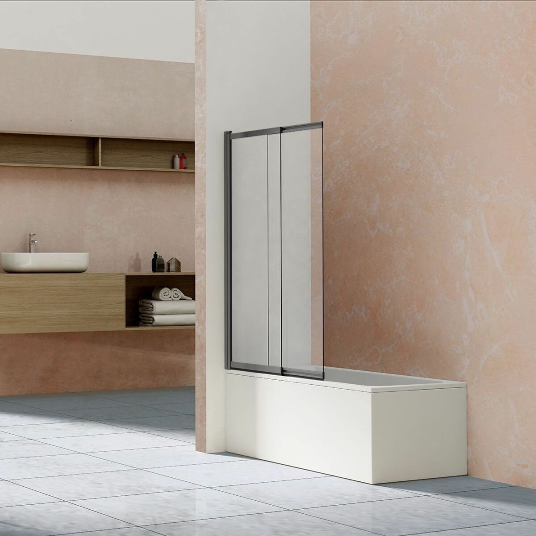 Душевая шторка на ванну VSB-1E100CLGM 1000*1450, вороненая сталь, стекло прозрачное - артикул K0000115694