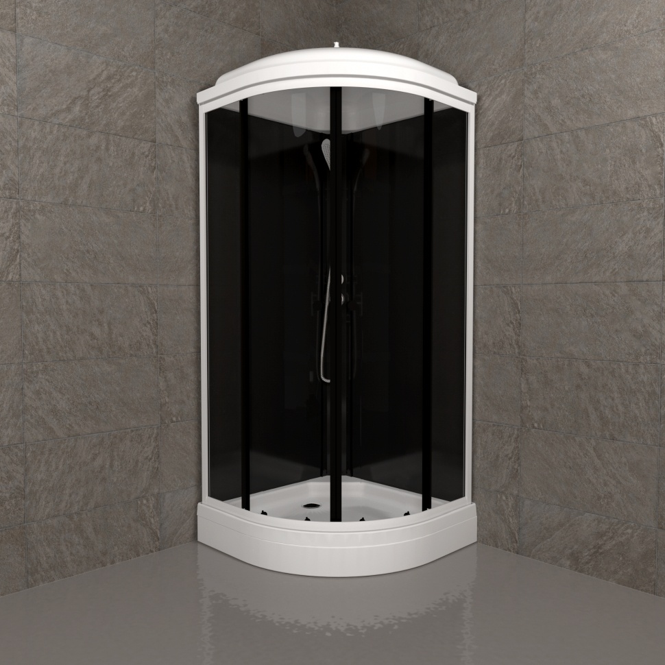 ДК "Нова 88*88 А" полукруг, низ. подд., Чёрный (88х88х2175) КР-19/ПД-30/СТ-29/ДН4/КН-10(1)/КС-122(1)/ЗС-32(1) (+сифон D50) - артикул K0000118629