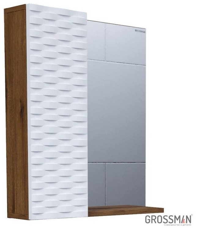 Шкаф-зеркало "АЛЬБА-65 см" Лев. веллингтон/белый Grossmann - артикул K0000106887