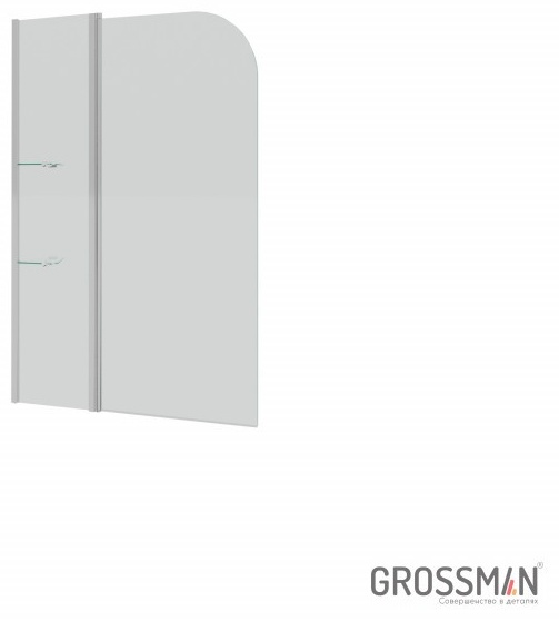 Шторка для ванны Grossman GR-101 (150*100) алюминиевый профиль, стекло ПРОЗРАЧНОЕ 6мм 1 место - артикул K0000106840