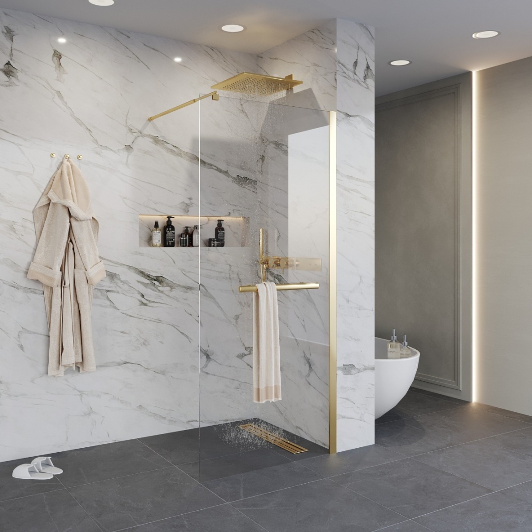 Душ. перегородка Niagara NG-641-10 GOLD (100x195), 1 место (без поддона) - артикул K0000105660