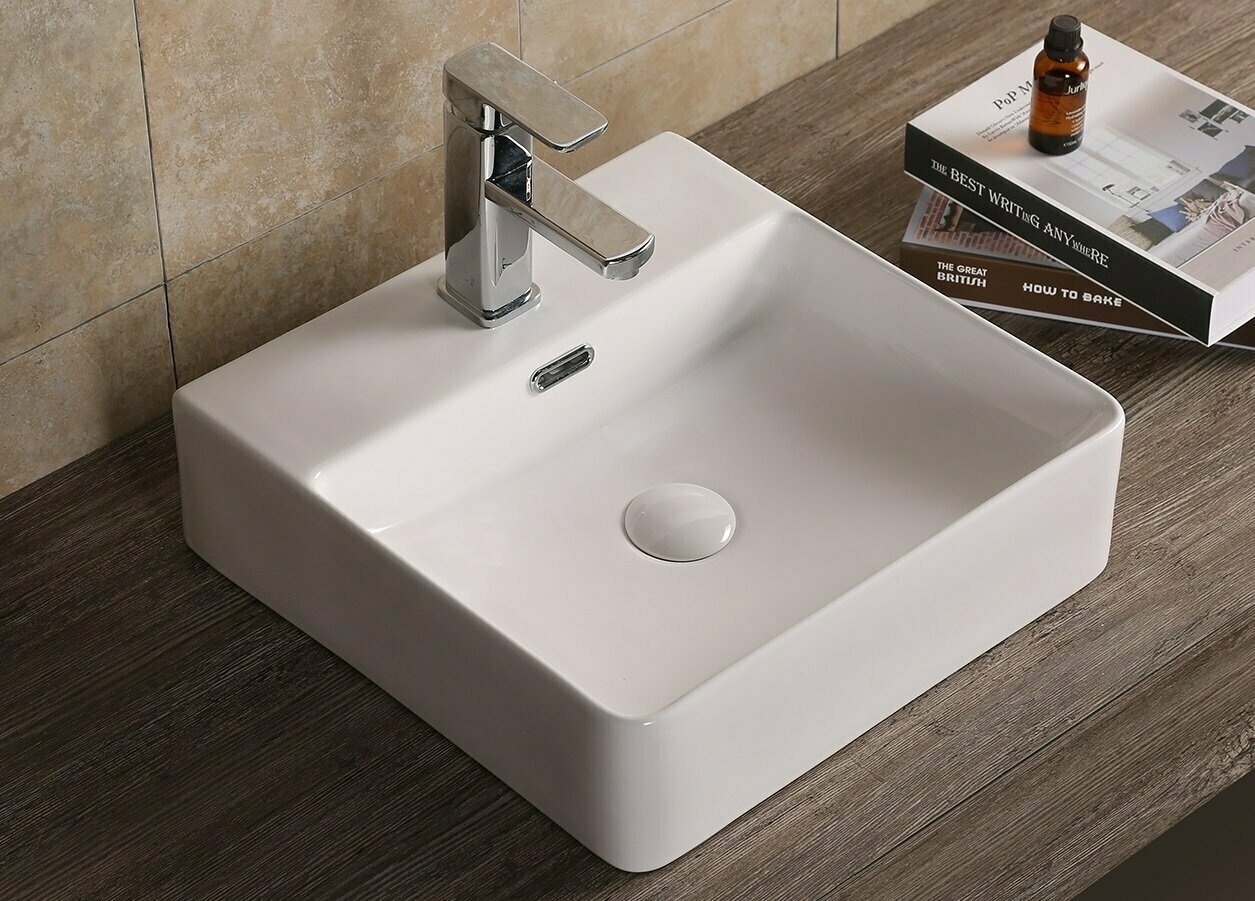 CR7602B Раковина накладная, белая, квадратная, с отверстием под смеситель 420*420*125 Cerutti SPA - артикул K0000095900