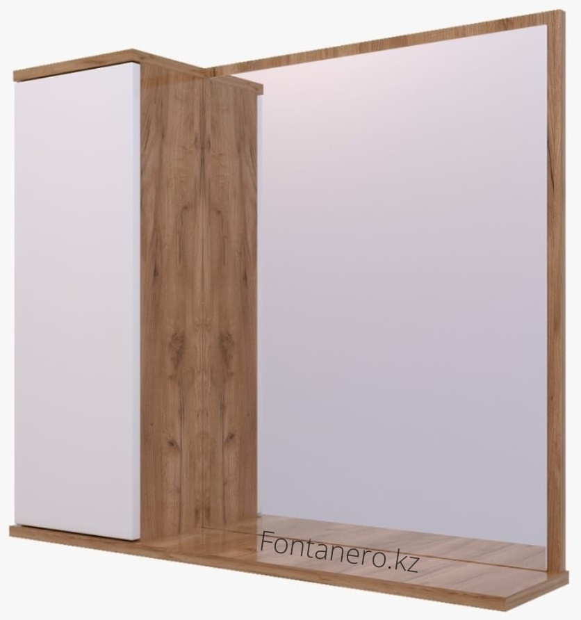 AVK2. Шкаф навесной, 1 Дверь + Зеркало, 600, коллекция (Ангелика, Основной, Дуб Крафт Золотой, Молоч - артикул K0000067485