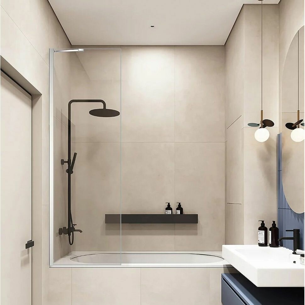 Душевая шторка Veconi PL-84 Арт. PL84-100-01-C7 Стекло прозрачное/6 мм - артикул K0000169033