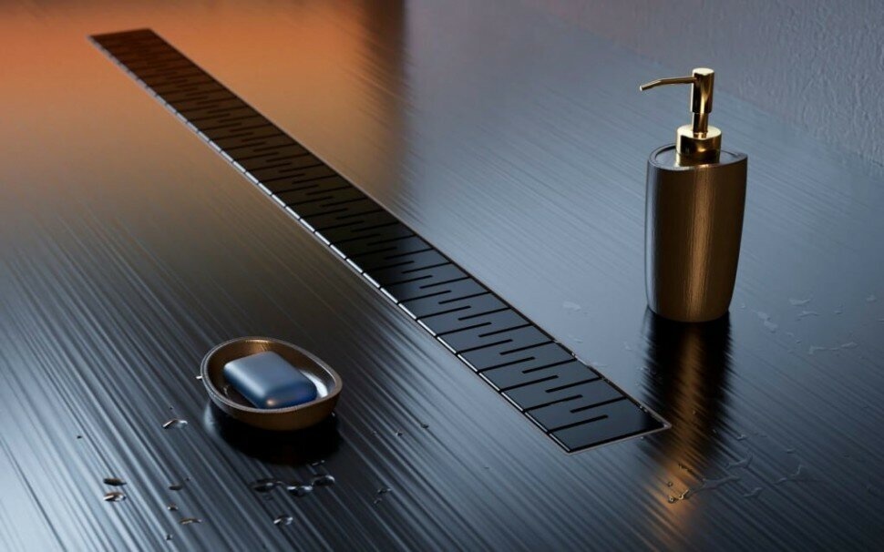 (V450MB) Водоотводящий желоб VECONI BLACK 450 мм MEDIUM - боковым сливом D 40 - артикул K0000168442