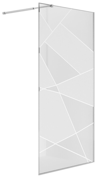 Душ. перегородка NG-660-10 (100*195) хром, стекло прозрачное с рисунком, 1 место (без поддона) - артикул K0000165543