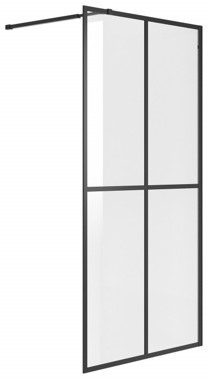 Душ. перегородка NG-686-10BLACK (100*195) черный матовый, стекло прозрачное с рисунком,1 место (без поддона) - артикул K0000165553