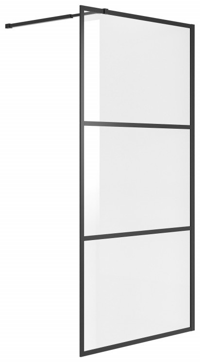 Душ. перегородка NG-688-10BLACK (100*195) черный матовый, стекло прозрачное с рисунком,1 место (без поддона) - артикул K0000165556