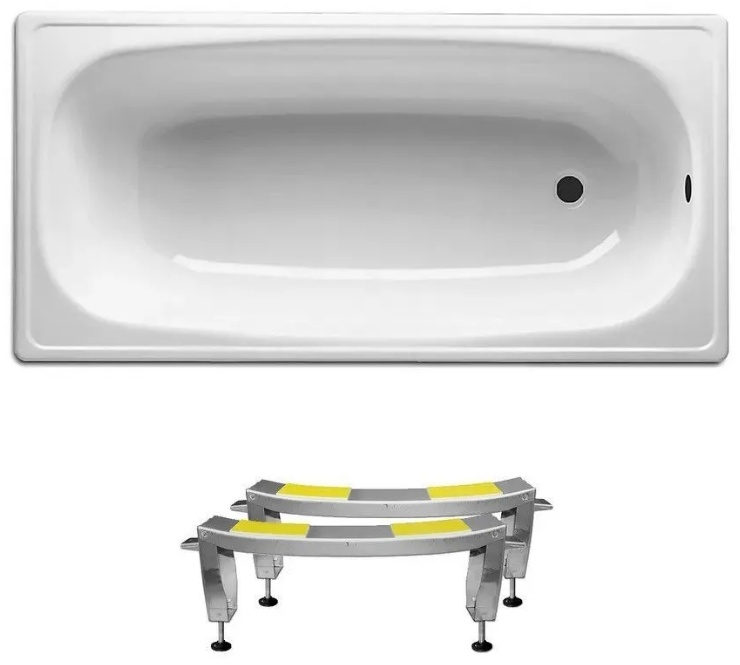 S30000812000000N, Стальная ванна с ножками BLB Sanitana Europa 2,2, размер 130*70 см (состоит из S30000812000000, S30002523250700), цвет белый - артикул K0000128554