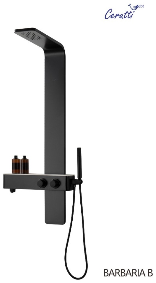 BARBARIA B душевая панель из нержавеющей стали, цвет черный, размер 1350 х 160 мм Cerutti SPA - артикул K0000102080