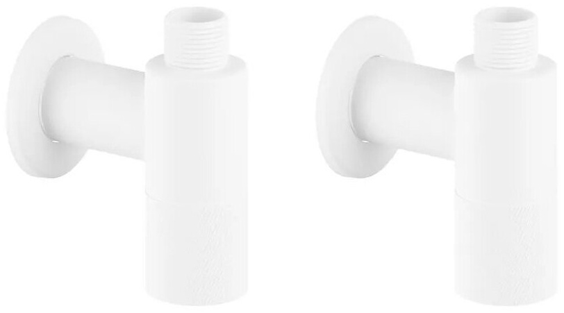 Латунные угловые кран-вентили для подключения смесителя Wellsee Drainage System 182150000, 2 шт, резьба 1/2&quot;x 3/8&quot;, с отражателями, цвет матовый белый - артикул K0000129460