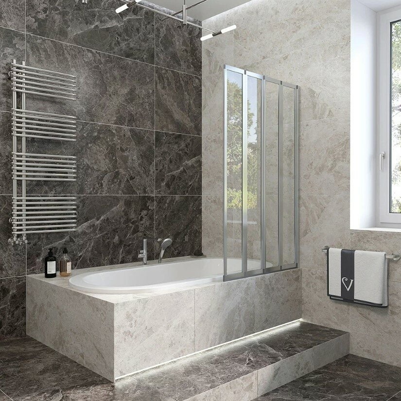 Душевая шторка Veconi PL-74R Арт. PL74R-90-01-19C4 Стекло прозрачное/4 мм - артикул K0000169021