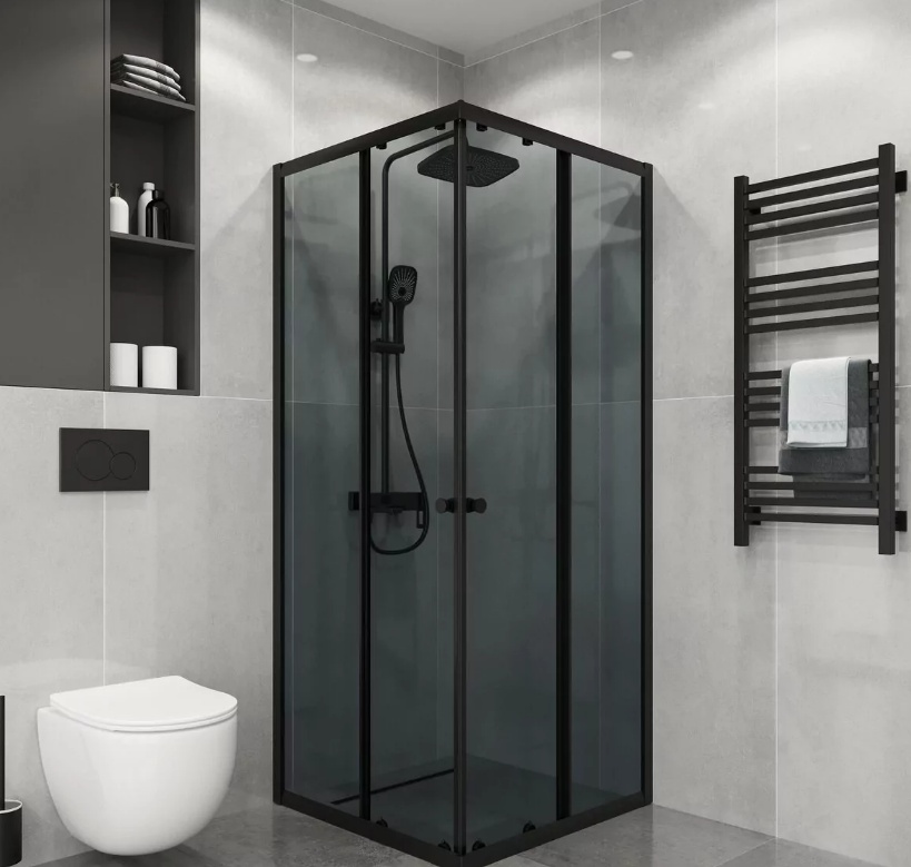 Душевое ограждение Niagara Eco NG-1008-14QT (80х80х190) квадрат,раздвижное,черный,стекло тонированное,1 место - артикул K0000206136
