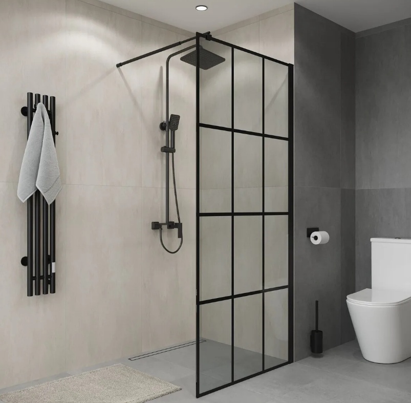Душевая перегородка Niagara Eco NG-552-70BLACK (70х190) черный,стекло клетка,1 место - артикул K0000209078