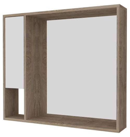 AVK2. Шкаф навесной, 1 Дверь + Зеркало + Ниша, 600, коллекция (Далия, Дуб Крафт Золотой, Молочный глянец) - артикул K0000170427