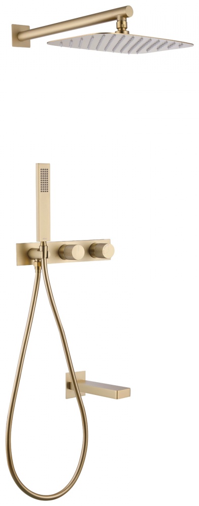 Душевая система ABBER Rund AF8717G скрытого монтажа с изливом, золотое матовое - артикул K0000193361