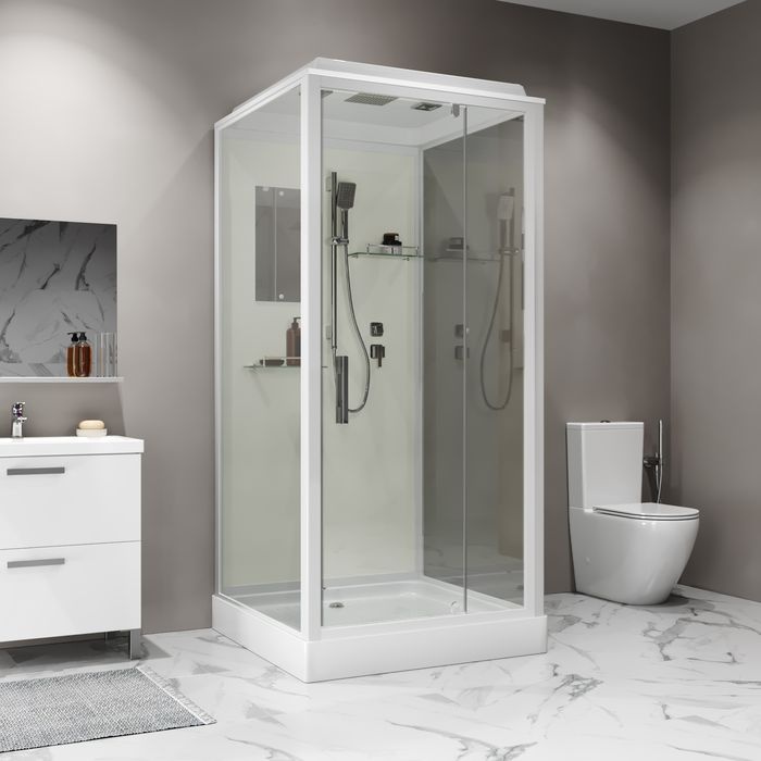 Душевая кабина Niagara Standart ST100/15Q (100х100х215) квадрат,поддон 15см,распашная,проф.белый,3 места - артикул K0000209060