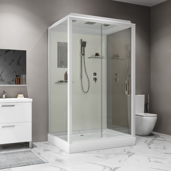 Душевая кабина Niagara Standart ST100/80/15Q (100х80х211) прямоугольник,поддон 15см,распашная,проф.белый,3 места - артикул K0000209062