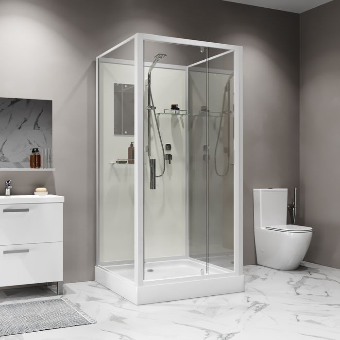 Душевая кабина Niagara Standart ST90/15Q/BK (90х90х210) квадрат,поддон 15см,распашная,проф.белый,без крыши,3 места - артикул K0000209069