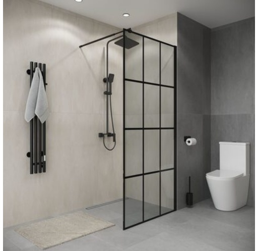 Душевая перегородка Niagara Eco NG-552-80BLACK (80х190) черный,стекло клетка,1 место - артикул K0000209079