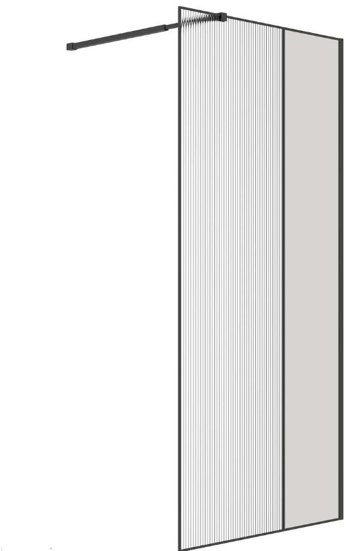 Душевая перегородка Niagara Nova NG-481-12FBLACK (120х200) черный матовый,стекло рифленое/тонированное,1 место - артикул K0000209082