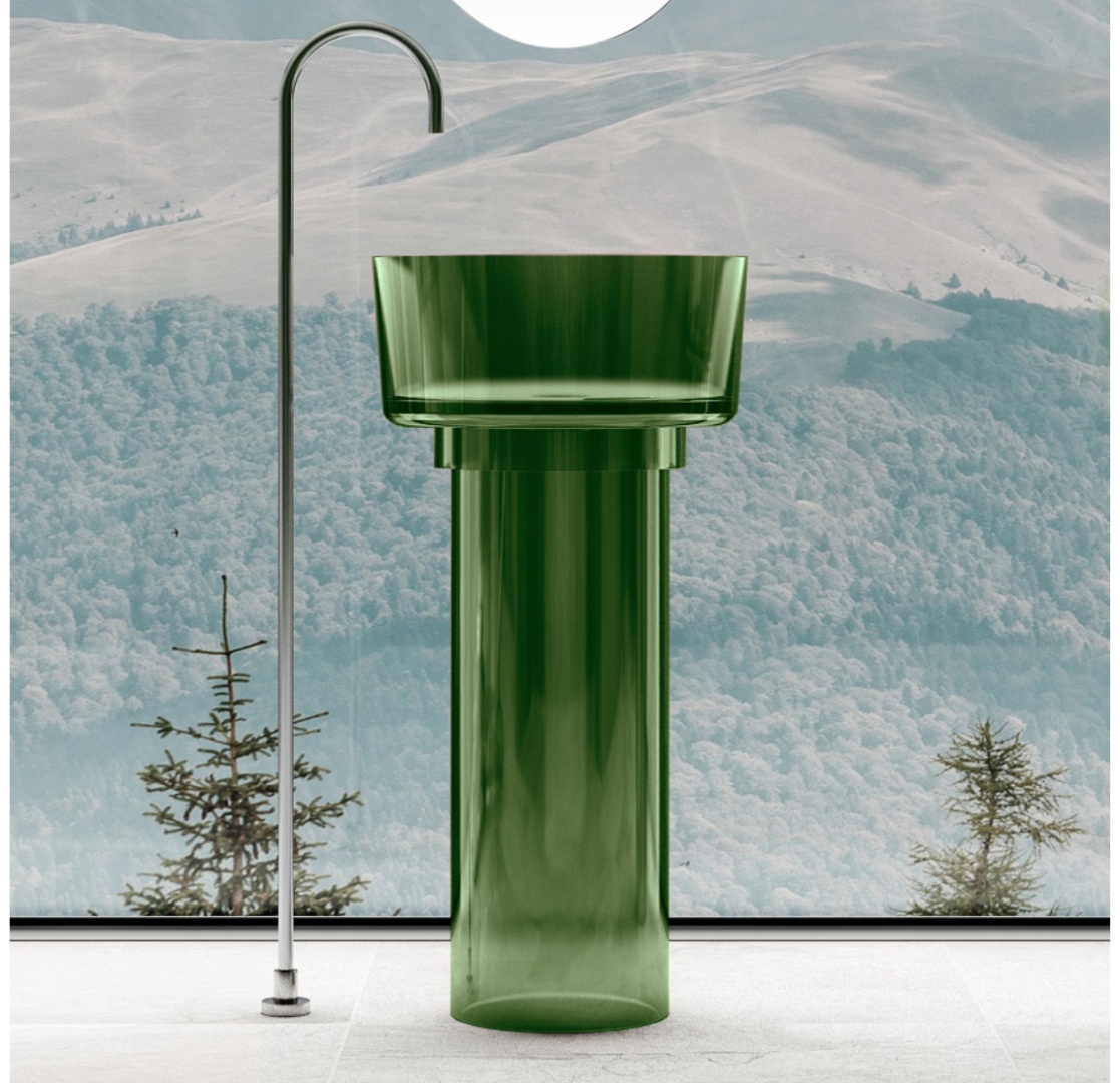 Раковина отдельностоящая прозрачная ABBER Kristall AT2702Emerald-H зеленая - артикул K0000114667