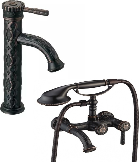 Комплект смесителей Jasmine для раковины и ванны, черная бронза - артикул K0000086266
