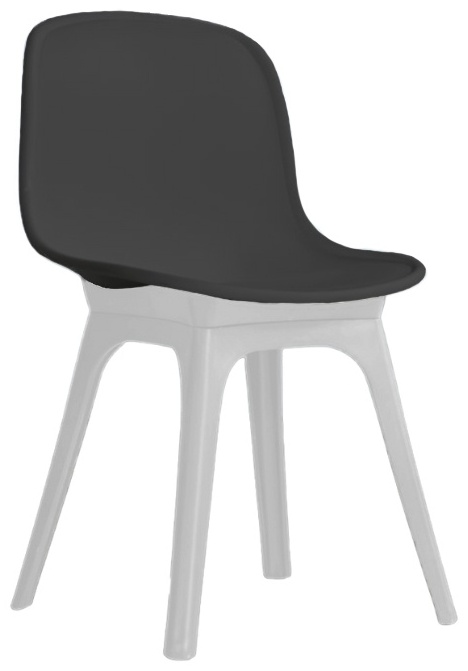 Стул ЭТРО BIO сиденье черное ножка пласт.белая - артикул K0000057118