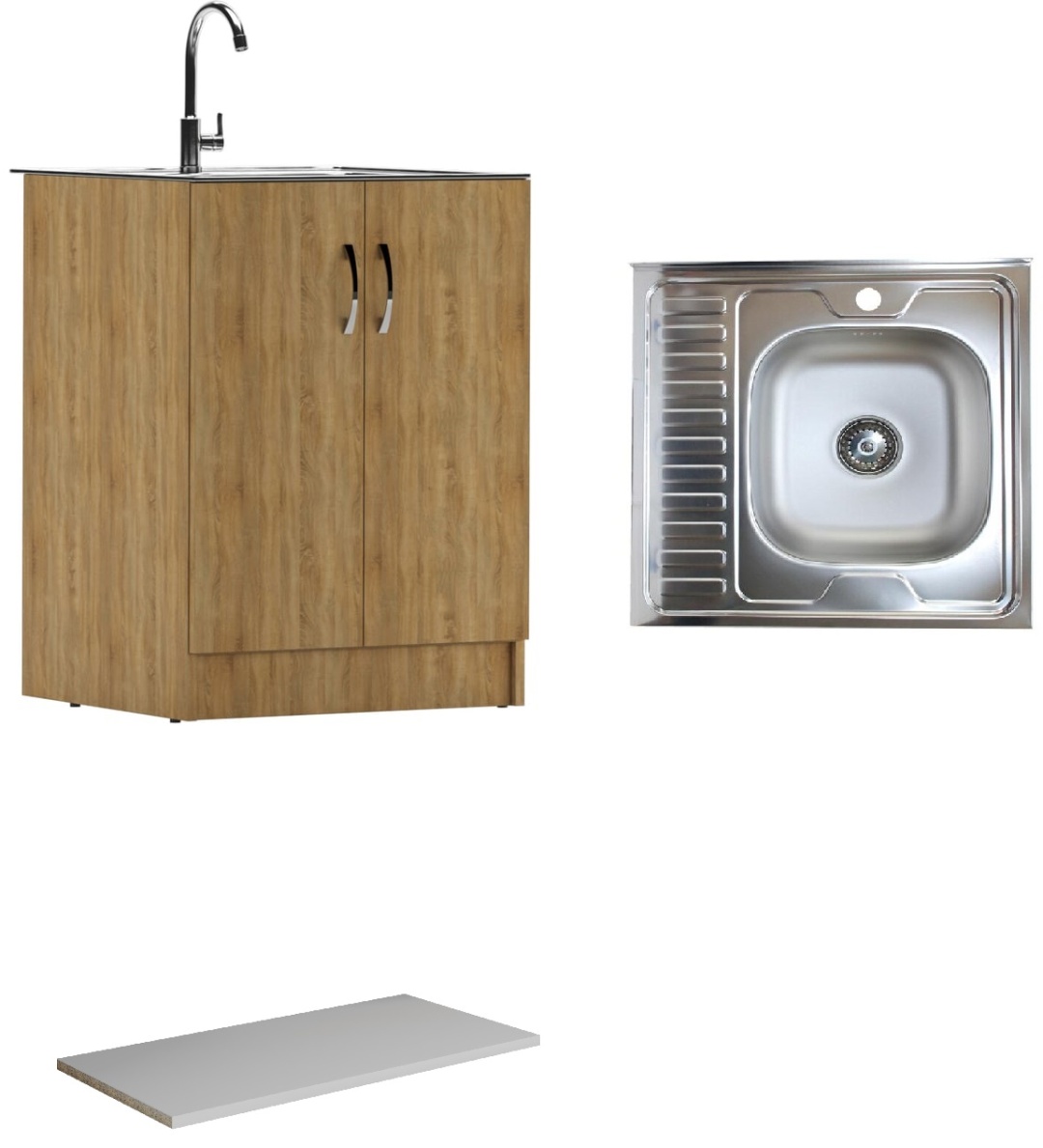 Тумба универсальная 60х60 Дуб Сонома Байтерек (без полки) + мойка - артикул K0000189671