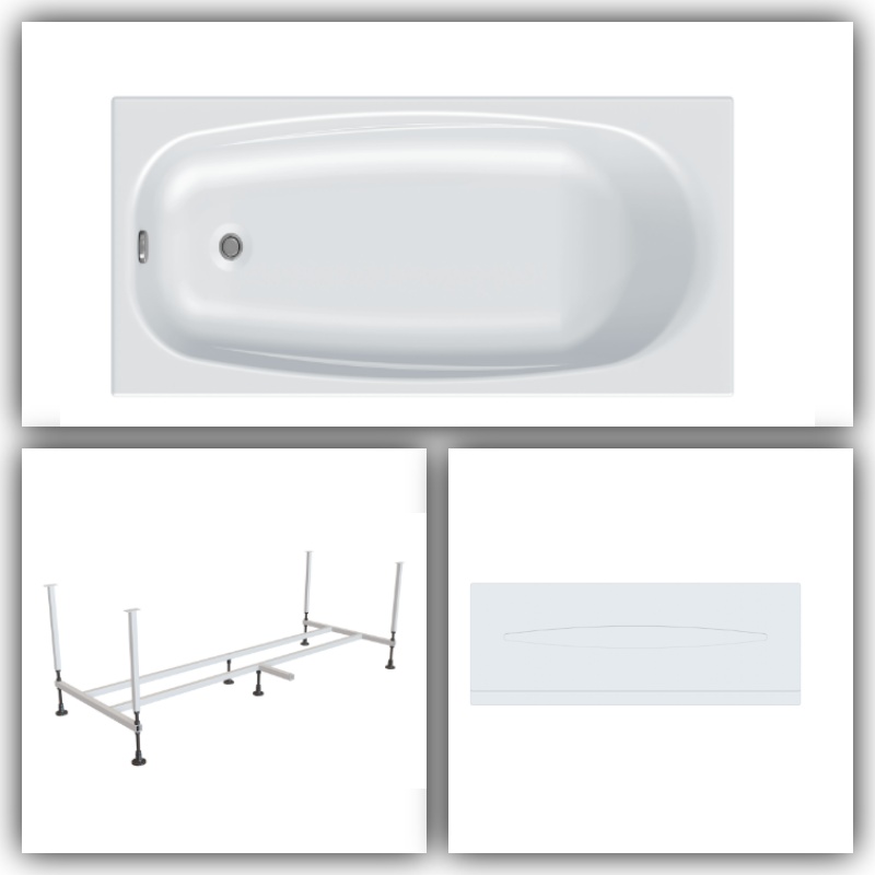 Комплект Ванна ODA Fregat 1700 (170 х 70 х 40) + каркас + экран - артикул K0000205951