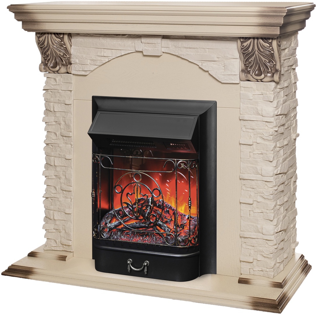 Электрокамин Dublin Lux AO с очагом Fobos Lux Black (970х1040х370, МДФ, античный дуб) - артикул K0000102004