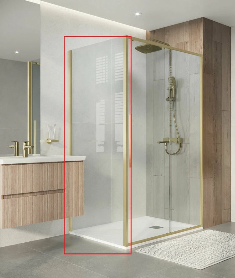 Боковая стенка Niagara Nova NG-A100SG-34 (100х195) золото сатин,стекло прозрачное,1 место - артикул K0000215453