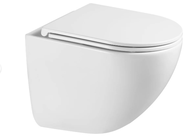 Унитаз GR-4455SQC (495*360*390) подвесной, безободковый, СМЫВ ТОРНАДО БЕСШУМНЫЙ,закрытое дно,1 место - артикул K0000195989