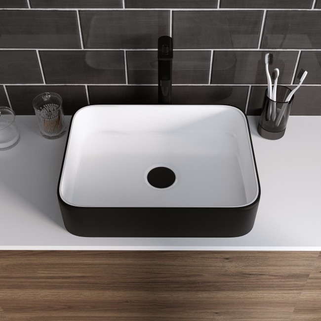 Раковина Grossman GR-4043BW (505*390*140) ЧЕРНАЯ/БЕЛАЯ внутри - артикул K0000105143