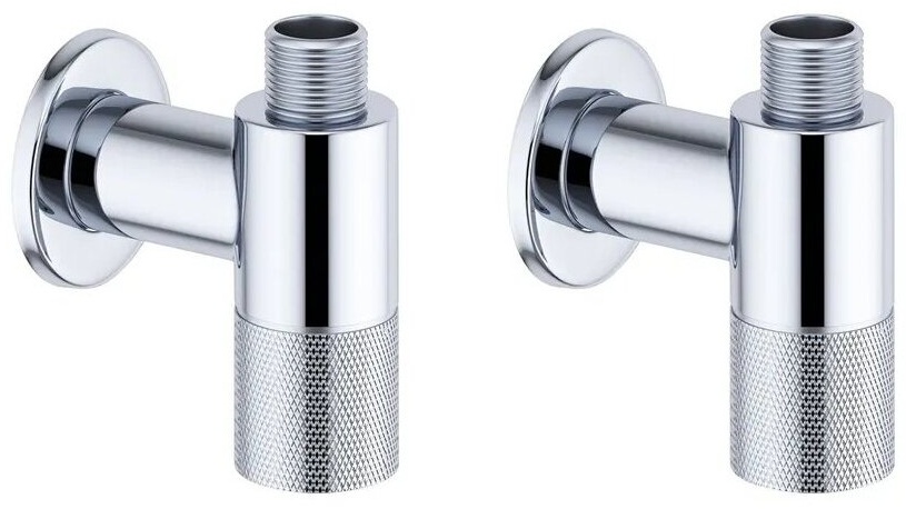 Латунные угловые кран-вентили для подключения смесителя Wellsee Drainage System 182146001, 2 шт, резьба 1/2&quot;x 3/8&quot;, с отражателями, цвет хром, 1821460 - артикул K0000129456