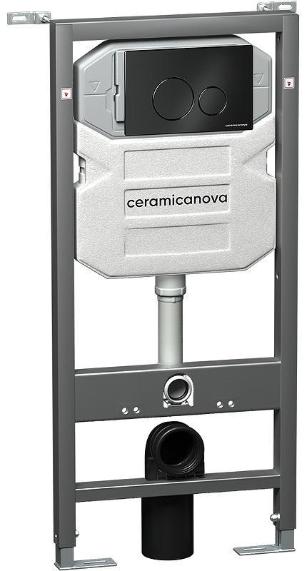 CN1001B Система инсталляции для унитазов CERAMICANOVA Envision с кнопкой смыва Round цвет чёрный мат - артикул K0000219836