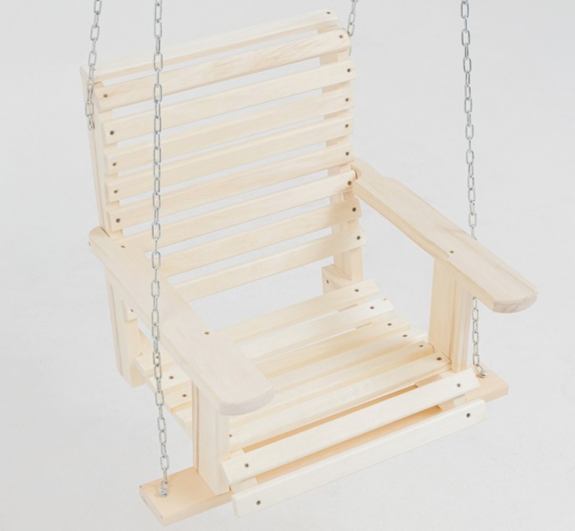 Кресло большое подвесное на цепи, деревянное, сиденье 50×65см 3136684 - артикул K0000188233