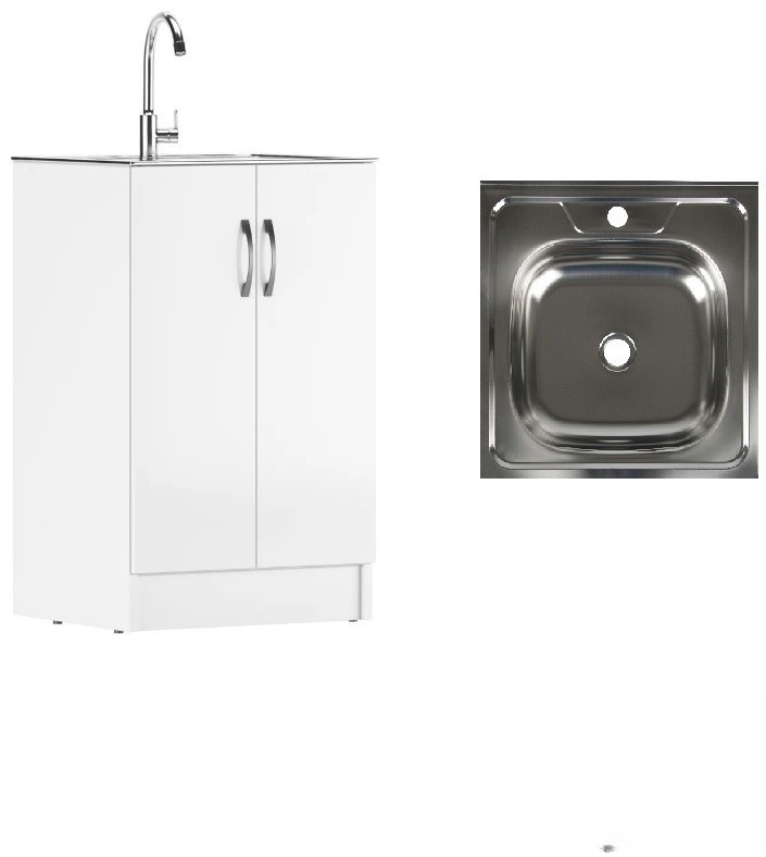 Тумба универсальная 50х50 белый Байтерек (без полки) + мойка - артикул K0000189653