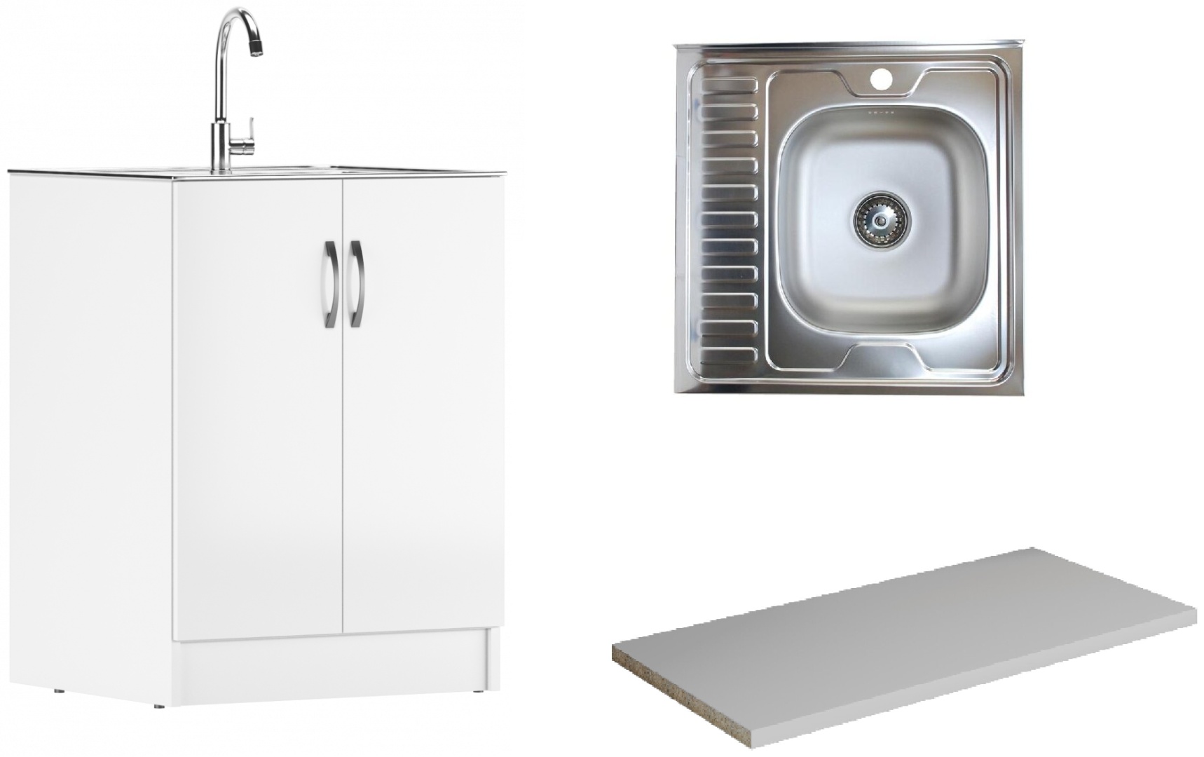 Тумба универсальная 60х60 белый Байтерек (без полки) + мойка - артикул K0000189666