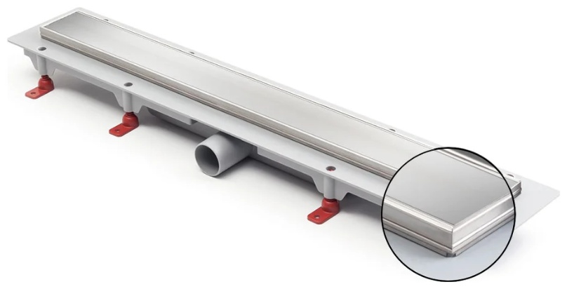 (V650KN) Водоотводящий желоб VECONI 650 мм KLASIK - с рамкой из нерж.стали с боковым сливом D 40 - артикул K0000168481