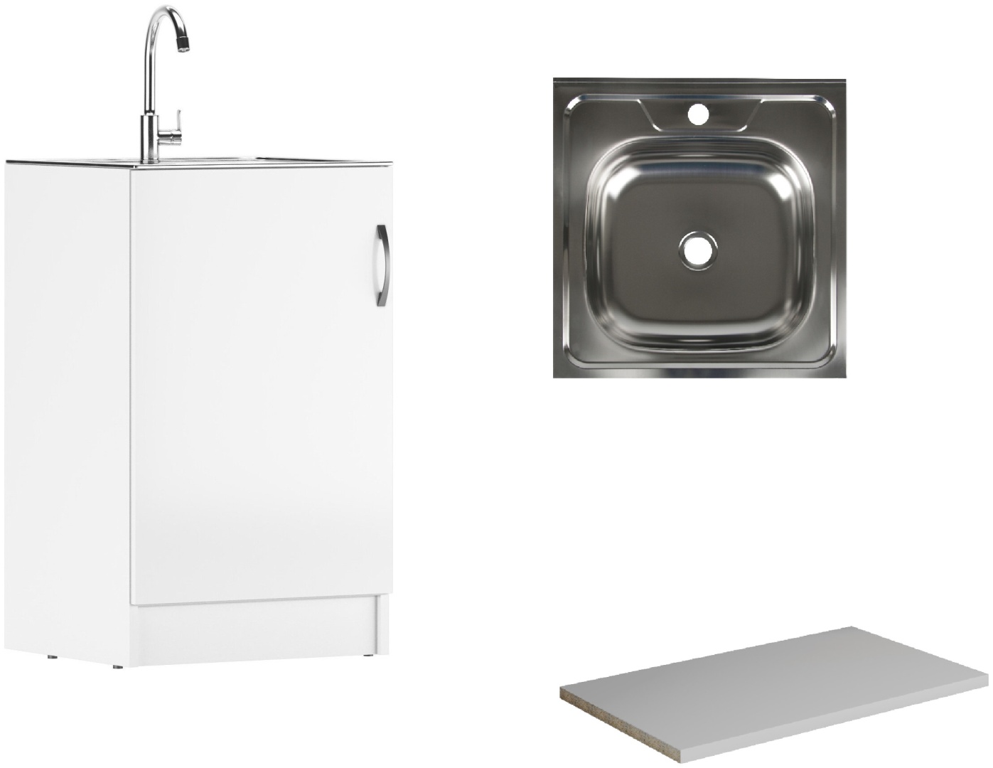 Тумба универсальная 50х50 белый левая/правая Байтерек (без полки) + мойка - артикул K0000189654